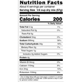 A standard Nutrition Facts label showing 200 calories per serving 690mg sodium and 44g total carbohydrates