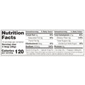 A nutrition facts label detailing a food product with 120 calories per serving, 550mg sodium (24% Daily Value), and 8g of protein