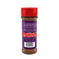 Cajun's Choice Premium Blend Creole Seasoning & Rub bottle on a white background featuring a bright red cap, a purple label with "THE ALL PERFECT SEASONING" text, and small red icons depicting crawfish, chicken, and steak