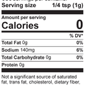 Digital nutrition facts label presenting 0 calories per 1/4 teaspoon serving, indicating 680 servings per container, and a disclaimer that it is not a significant source of saturated fat or sugars