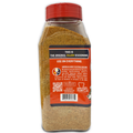 Product photography of a tall clear plastic bottle of Acadian Kitchens Original Cajun Seasoning with a bright red flip-top cap and golden-brown spice blend inside, featuring a prominent black and red label with "The Original Cajun Seasoning," a QR code, and a "Certified Cajun A Louisiana Product" seal outlining the state of Louisiana