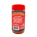 A Ragin' Hot seasoning jar with a bright red cap features the text "Ragin' Hot" above a description of its tasty and fiery blend of seven unique peppers, prominently displaying America's Finest Cuisine and Certified Cajun logos by Acadian Kitchens