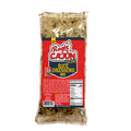 Product photography of Ragin' Cajun Rice Dressing Mix in a transparent bag, featuring a vibrant red label with "Ragin' Cajun C'EST BON!" in white script, a yellow "NEW!" banner, and visible nutrition facts and cooking directions