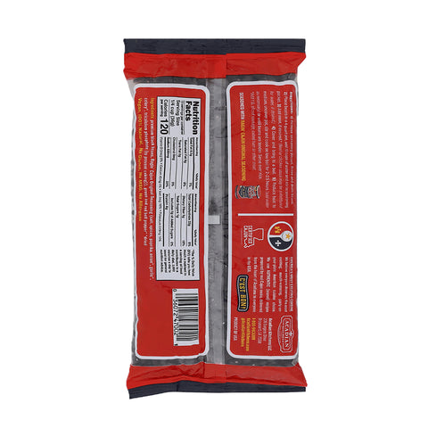 Acadian Kitchens Ragin' Cajun Original Seasoning Black Beans package featuring red and black colors, a prominent Nutrition Facts label, and a Certified Cajun emblem manufactured in Broussard, LA USA