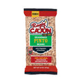 A clear plastic bag of Ragin' Cajun Seasoned Pinto Beans featuring its prominent red and white 'C'est Bon!' logo with a flame, a green label highlighting '12 Vegetables & Seasonings,' and a red banner proclaiming '100% Natural No Fat No Gluten Good Source of Protein' and 'FEEDS 8'