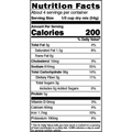 Digital photograph of a standard black and white Nutrition Facts label from food packaging, detailing 200 calories, 810mg sodium, and 5g protein per 1/3 cup dry mix serving