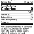 Product label for Nutrition Facts showing 0 calories, 140mg sodium, and 680 servings per container