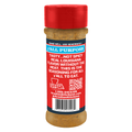 Acadian Kitchens Y'ALL PURPOSE seasoning bottle with a red cap, red and blue label stating 'Tasty...not spicy Real Louisiana Flavor', a Certified Cajun seal with the Louisiana state outline, barcode, and QR code
