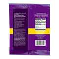 Acadian Kitchens Premium Blend Jambalaya Seasoning Mix packaging from Lafayette, LA, featuring a vibrant purple design, a detailed jambalaya recipe with ingredients, and a nutrition facts label showing 5 calories per serving