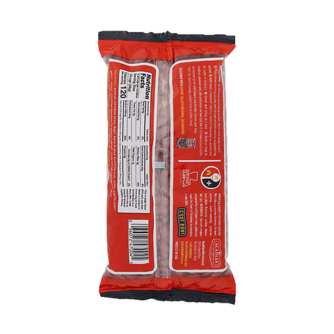 Acadian Kitchens Ragin' Cajun Original Seasoning Red Beans meal kit in red packaging, featuring a Nutrition Facts label with 120 calories and 'Product of USA' from Broussard, Louisiana