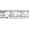 Nutrition Facts label displaying standard nutritional information including 120 calories per serving 550mg sodium at 24 percent Daily Value and 8g protein